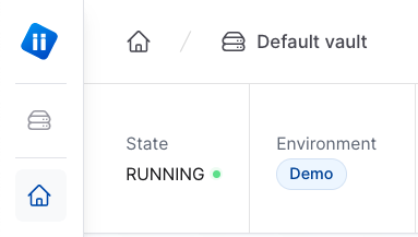 The console showing a vault as running